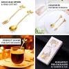 Efavormart Gold Metal Spoon & Fork Pre-Packed Wedding Favor Set With Leaf Shaped Handle, Bridal Shower Souvenir Gift Box - 5" view 4