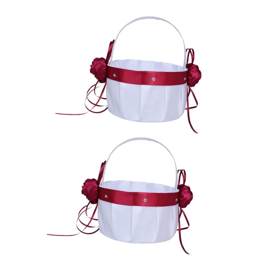 jojofuny 2pcs Basket Centerpieces Wedding Small Flower Basket for Rose Petals for Wedding Decoration