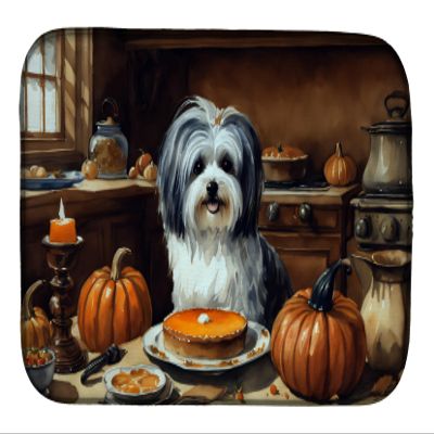 Caroline's Treasures DAC1778DDM Havanese Fall Kitchen Pumpkins Dish Drying Mat Absorbent Dish Drying Mat Pad for Kitchen Counter Dish Drainer Mat for Countertop, 14 x 21", Multicolor