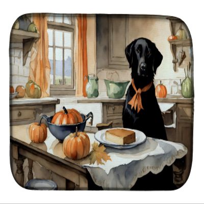 Caroline's Treasures DAC1787DDM Black Lab Fall Kitchen Pumpkins Dish Drying Mat Absorbent Dish Drying Mat Pad for Kitchen Counter Dish Drainer Mat for Countertop, 14 x 21", Multicolor