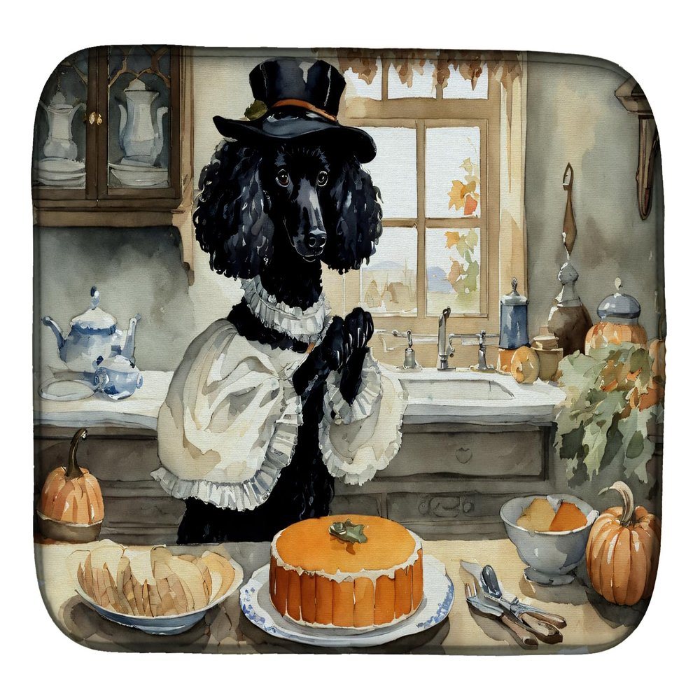 Caroline's Treasures DAC1801DDM Poodle Fall Kitchen Pumpkins Dish Drying Mat Absorbent Dish Drying Mat Pad for Kitchen Counter Dish Drainer Mat for Countertop, 14 x 21", Multicolor