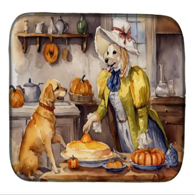 Caroline's Treasures DAC1791DDM Yellow Lab Fall Kitchen Pumpkins Dish Drying Mat Absorbent Dish Drying Mat Pad for Kitchen Counter Dish Drainer Mat for Countertop, 14 x 21", Multicolor