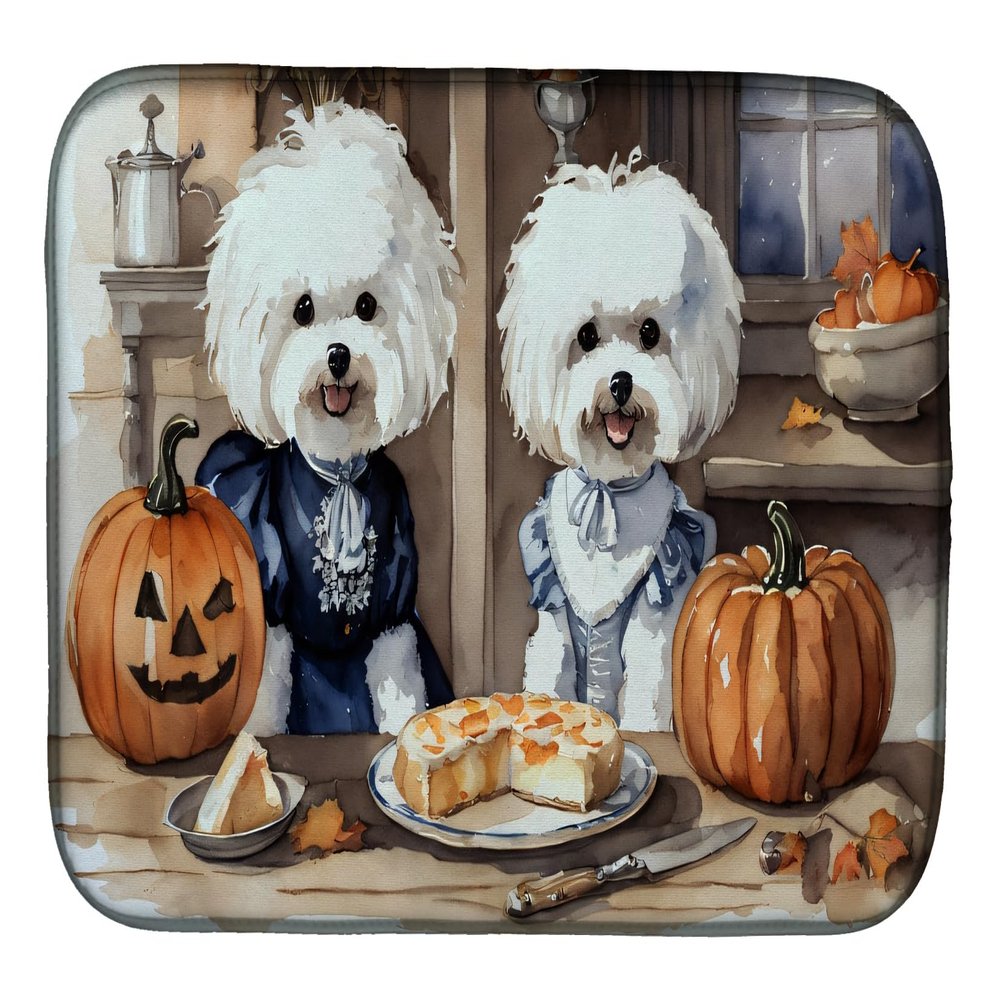 Caroline's Treasures DAC1739DDM Bichon Frise Fall Kitchen Pumpkins Dish Drying Mat Absorbent Dish Drying Mat Pad for Kitchen Counter Dish Drainer Mat for Countertop, 14 x 21", Multicolor