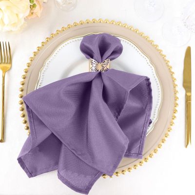50 pcs 20-Inch Violet Amethyst Polyester Table Napkins Reusable Washable Wedding Party Dinner Linens Tableware Supplies