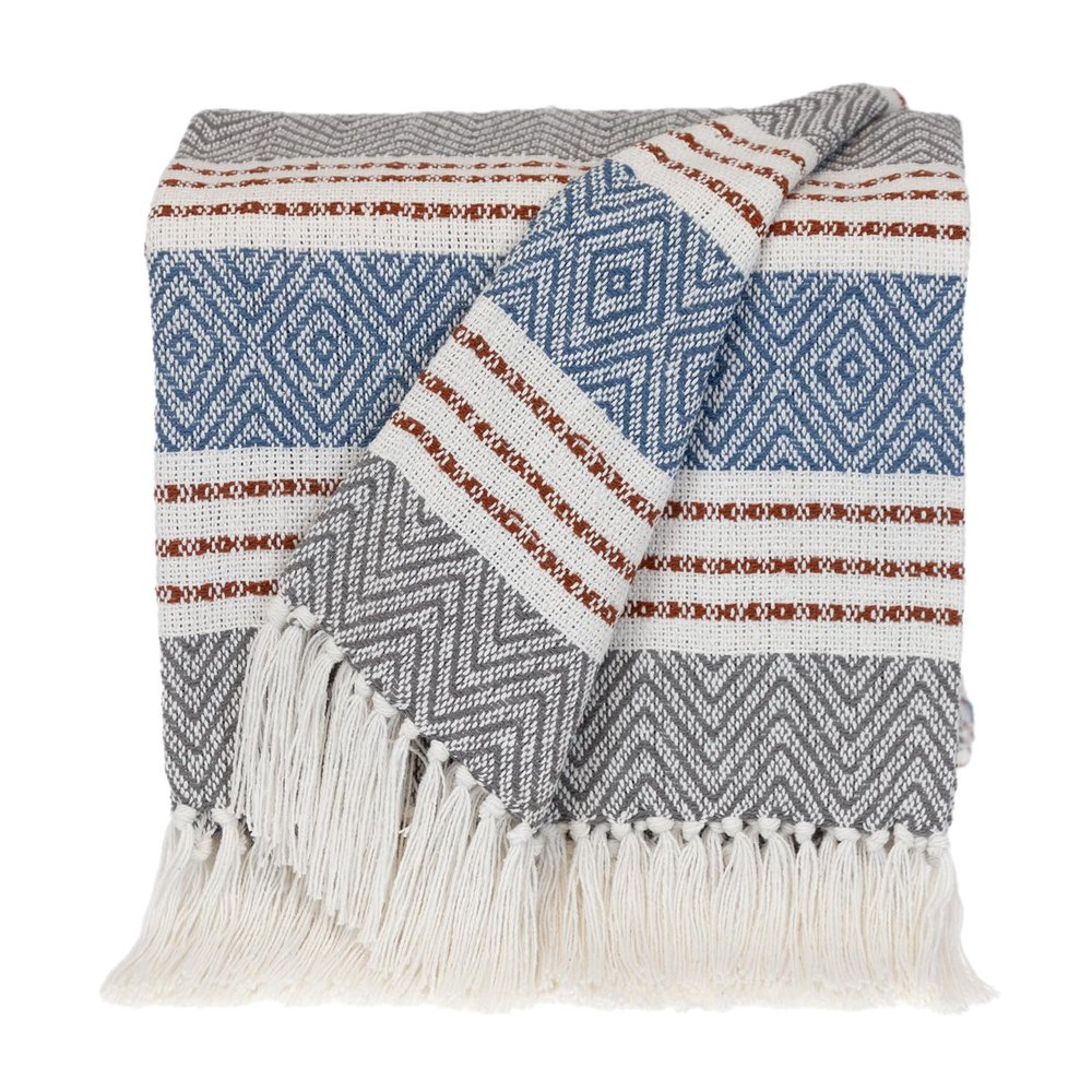 HomeRoots Parkland Collection Transitional Stripes Gray Rectangle 50" x 60" Throw