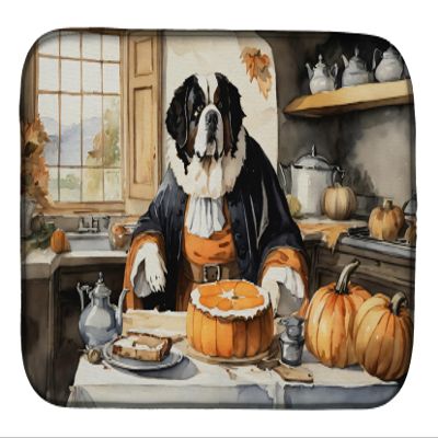 Caroline's Treasures DAC1807DDM Saint Bernard Fall Kitchen Pumpkins Dish Drying Mat Absorbent Dish Drying Mat Pad for Kitchen Counter Dish Drainer Mat for Countertop, 14 x 21", Multicolor