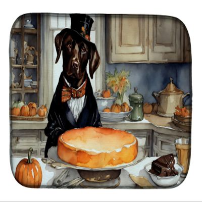 Caroline's Treasures DAC1790DDM Chocolate Lab Fall Kitchen Pumpkins Dish Drying Mat Absorbent Dish Drying Mat Pad for Kitchen Counter Dish Drainer Mat for Countertop, 14 x 21", Multicolor
