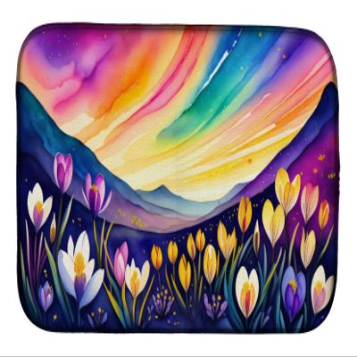 Caroline's Treasures DAC1424DDM Crocus in Color Dish Drying Mat Absorbent Dish Drying Mat Pad for Kitchen Counter Dish Drainer Mat for Countertop, 14 x 21", Multicolor