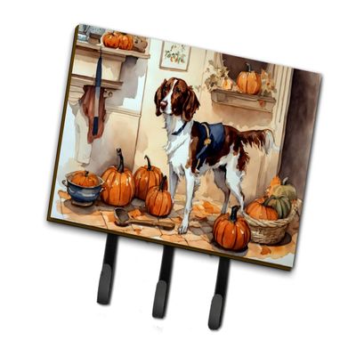 Caroline's Treasures Brittany Fall Kitchen Pumpkins Leash or Key Holder Wall Hooks, Key Hooks Holder, Coat Rack Wall Mount, Coat Hooks, Hooks for Hanging Keys, Towels, Aprons, Leashes