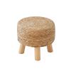 ALeesing Round Ottoman Natural Seagrass Footstool, Round Footstool with 4 Wood Legs, Hand Woven Round Footstool Sofa Stool, Multifunctional Modern Dressing Stool, Sofa Side Table for Bedroom (Nature) view 1
