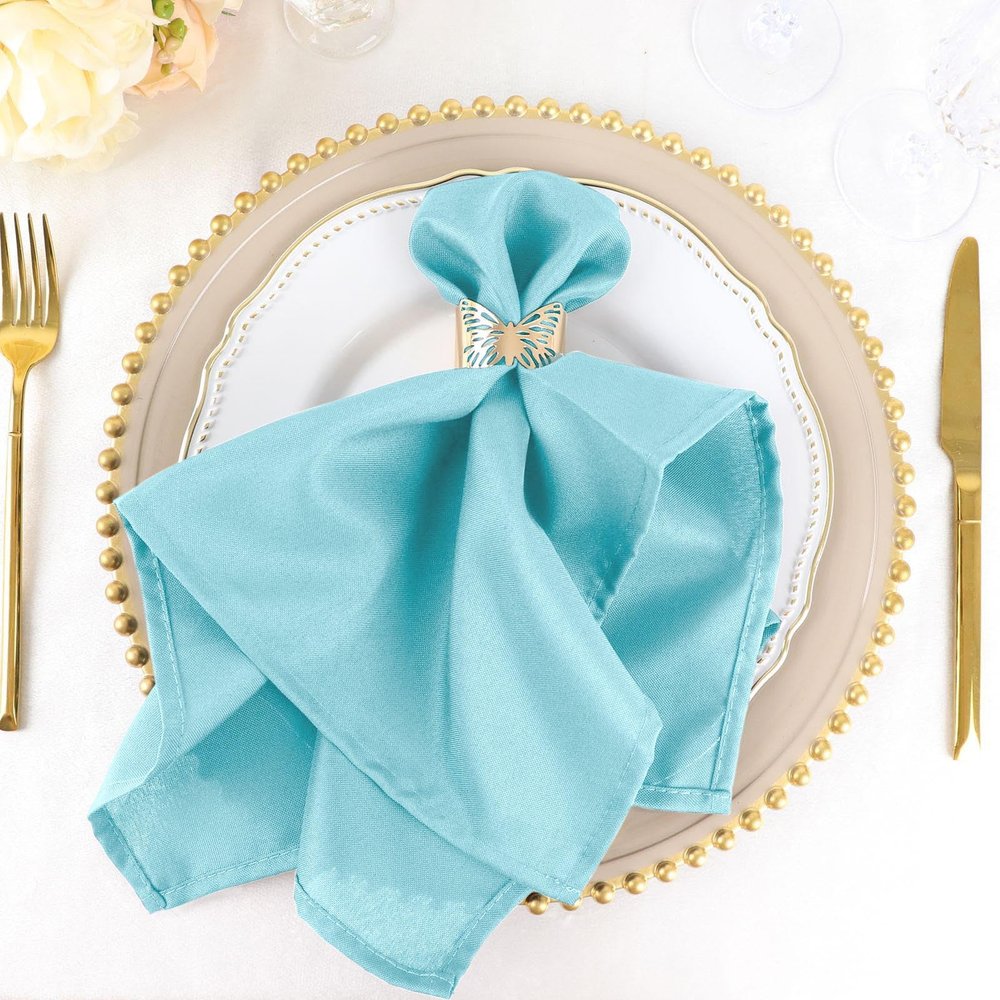 100 pcs 20-Inch Blue Polyester Table Napkins Reusable Washable Wedding Party Dinner Linens Tableware Supplies