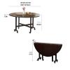 Mobile Folding Dining Table, Round Drop-Leaf Folding Dining Table, Versatile Dinner Table with 6 Wheels, Sturdy Metal Frame, for Small Space Dining Room Kitchen (Color : E, Size : 100cm/39.3in) view 2