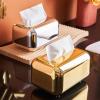 Tissue Box Holder Luxury Gold Tissue Boxes Storage Napkin Holder Kitchen Tissue Box Paper Case Organizer Ornament Desktop Tissue Holder Facial Paper Holder (Color : Gold) view 4