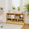 SILKYDRY 5 Cube Storage Organizer, 2-Tier Horizontal Bookshelf, Wooden Display Book Shelves for Home Office Classroom, Low Bookcase Under Window (Yellow, 44 x 12 x 24) view 2