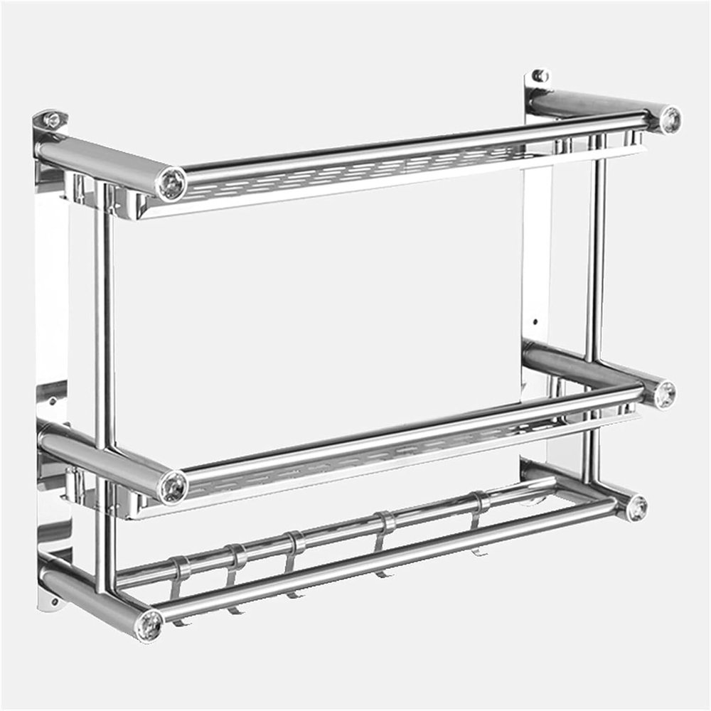 Bathroom Shelf Wall Floating Bathroom Stainless Steel Bathroom Shelf3 Tier Bathroom Shelf Wall Mounted with Towel HooksFloating Shelves for Bathroom Floating Shelves Floating Shelves Corner Shower C