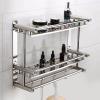 Bathroom Shelf Wall Floating Bathroom Stainless Steel Bathroom Shelf3 Tier Bathroom Shelf Wall Mounted with Towel HooksFloating Shelves for Bathroom Floating Shelves Floating Shelves Corner Shower C view 2