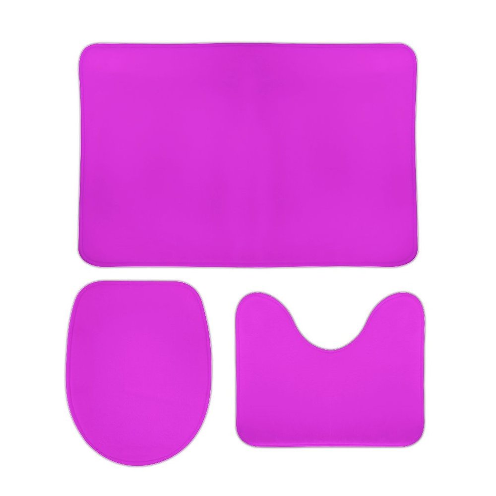 3 Pieces Bath Rug Sets, Bathroom Mats Non Slip & Soft Absorbent Bath Carpet, U Shaped Contour Rug & Toilet Lid Cover