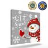 16x16 Inch Wall Prints Giclee Canvas Painting - Cute Snowman Snowflakes Gray Background Painting Pictures Print on Canvas Framed Wall Art Modern Artwork for Home Decorations view 2