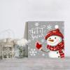 16x16 Inch Wall Prints Giclee Canvas Painting - Cute Snowman Snowflakes Gray Background Painting Pictures Print on Canvas Framed Wall Art Modern Artwork for Home Decorations view 4