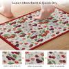 Cherry Diatomite Bath Mat for Bathroom,Super Absorbent Floor Mat Washable Quick Drying Diatomaceous Mat for Bathroom Shower Floor Runner Rugs 24x36 White Spring Floral Green Leaf Botanical Red Lace view 3