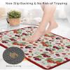 Cherry Diatomite Bath Mat for Bathroom,Super Absorbent Floor Mat Washable Quick Drying Diatomaceous Mat for Bathroom Shower Floor Runner Rugs 24x36 White Spring Floral Green Leaf Botanical Red Lace view 4