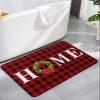 Christmas Diatomite Bath Mat for Bathroom, Super Absorbent Floor Mat Washable Quick Drying Diatomaceous Mat for Bathroom Shower Sink Floor Runner Rugs 18x30 Red Black Plaid Winter Home Xmas Wreath view 1