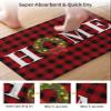 Christmas Diatomite Bath Mat for Bathroom, Super Absorbent Floor Mat Washable Quick Drying Diatomaceous Mat for Bathroom Shower Sink Floor Runner Rugs 18x30 Red Black Plaid Winter Home Xmas Wreath view 3