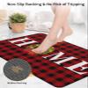 Christmas Diatomite Bath Mat for Bathroom, Super Absorbent Floor Mat Washable Quick Drying Diatomaceous Mat for Bathroom Shower Sink Floor Runner Rugs 18x30 Red Black Plaid Winter Home Xmas Wreath view 4