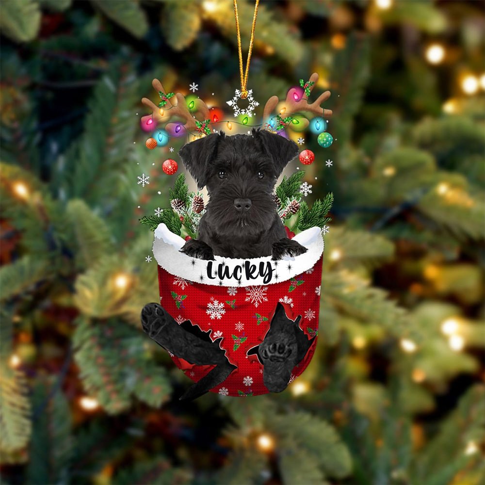 Black Miniature Schnauzer Dog Christmas Ornament, Dog Lovers Gift Idea Xmas Decor, Personalized Christmas Ornament, Custom Pet Photo Holiday Decoration, Pet Memorial Tree Hanging