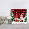 8x8 Inch Wall Prints Giclee Canvas Painting - Christmas Gnomes Xmas Tree Snowflakes Black Red Buffalo Check Plaid Painting Pictures Print on Canvas Framed Wall Art Modern Artwork for Home Decorations view 4