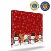 12x12 Inch Wall Prints Giclee Canvas Painting - Merry Christmas Four Snowmen and Snowflakes Red Painting Pictures Print on Canvas Framed Wall Art Modern Artwork for Home Decorations view 2