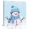 12x12 Inch Wall Prints Giclee Canvas Painting - Christmas Scarf Snowman Snowflakes Blue Painting Pictures Print on Canvas Framed Wall Art Modern Artwork for Home Decorations view 1