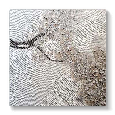 3D White Ocean Wave Creamy Textured Wall Art Abstract Art Original Calming Painting Minimalist Boho Wall Art Living Room Art Gift For Her,Unstretched,Frameless,60x60