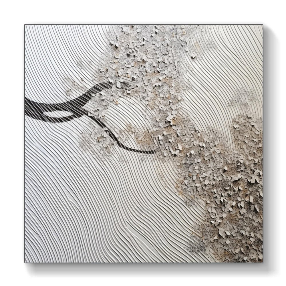 3D White Ocean Wave Creamy Textured Wall Art Abstract Art Original Calming Painting Minimalist Boho Wall Art Living Room Art Gift For Her,Unstretched,Frameless,60x60