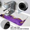 Purple Marble Dish Drying Mat for Kitchen Counter, Super Absorbent Quick Dry Coffee Bar Mat Pad Thin Diatomaceous Sink Mat Non Slip Dish Drainer Mat 16x24 Grey Ombre Modern Abstract Art Ink Painted view 3