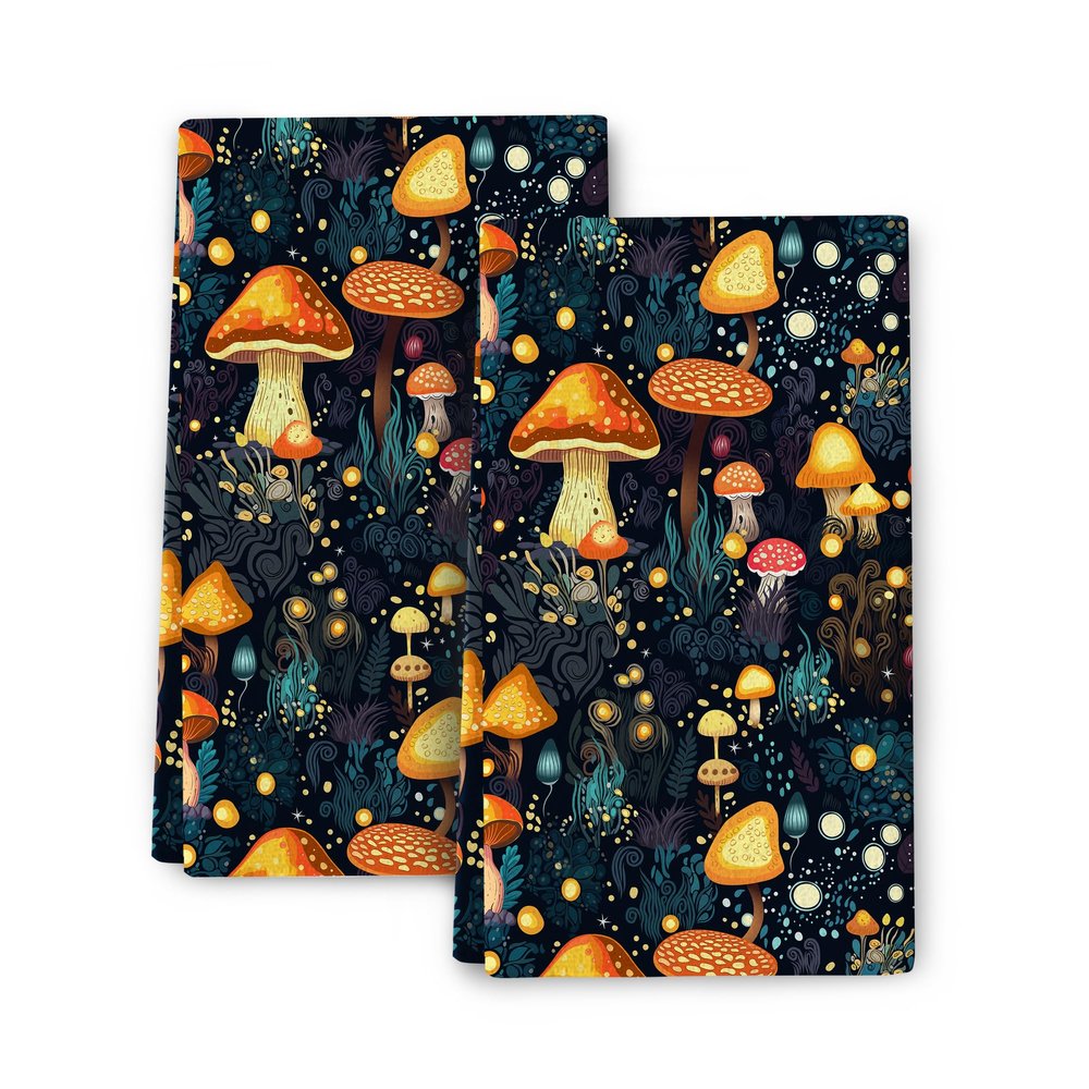 Cukemip Cute Mushroom Dish Towels Set of 2, Soft Absorbent Decorative Hippie Witchy Kitchen Hand Towels, Tea Towels Gifts for Farmhouse Holiday Home Decor 16x24 Inch