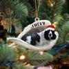 Black and White English Springer Sleeping Angel Christmas, Dog Lovers Gift Idea Xmas Decor, Gift for Dog Lovers, Custom Dog Name Ornament, Personalized Dog Christmas Ornament, Dog Christmas Tree view 1