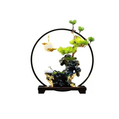 Artificial Plants Artificial Bonsai Tree New Chinese-Style Zen Backflow Incense Burner Ornaments Home Indoor Living Room Desktop Simulation Welcome Pine Bonsai Tree Fake Plants Decor (Color : 1)