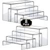 Aheroi Large Acrylic Risers, 8 Pcs 2 Set(7L~8L~9L) Acrylic Display Set Rectangular Stands Shelf Clear Display Risers for Decor, Cake Shelves Retail Shoe Showcase view 1