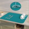 Teal Dish Drying Mat for Kitchen Counter, Super Absorbent Quick Dry Coffee Bar Mat Pad Thin Diatomaceous Sink Mat Non Slip Dish Drainer Mat 16''x24'' Turquoise Pure Teal view 4