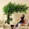 ESRADA Artificial Ficus Trees Silk Fake Ficus Tree with Plastic Nursery Pot Artificial Plants Faux Ficus Tree for Office Home Farmhouse Indoor Outdoor Decor 1.2x1m/3.9x3.2ft view 1