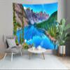Loccor Mountain Lake Tapestry Banff National Park Moraine Lake Mountains Pine Trees Forest Nature Forest Plant Trees Wall Tapestry for Bedroom Living Room Dorm 106''x70'' view 4