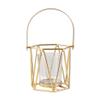 HEXEH Candlestick Holders Gold Geometric Candle Holder, Metal Pillar Candle Stand with Glass Cup and Handle, Candlestick Holder for Wedding Centerpiece Table Decor Decorative Candlestick Holder view 1