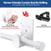 SIMEWIN Curtain Rods No Drilling for Windows 30 to 60 Inches,5/8 Inch Diameter No Drill Small Curtain Rod Set with 3M Adhesive Brackets, White view 3