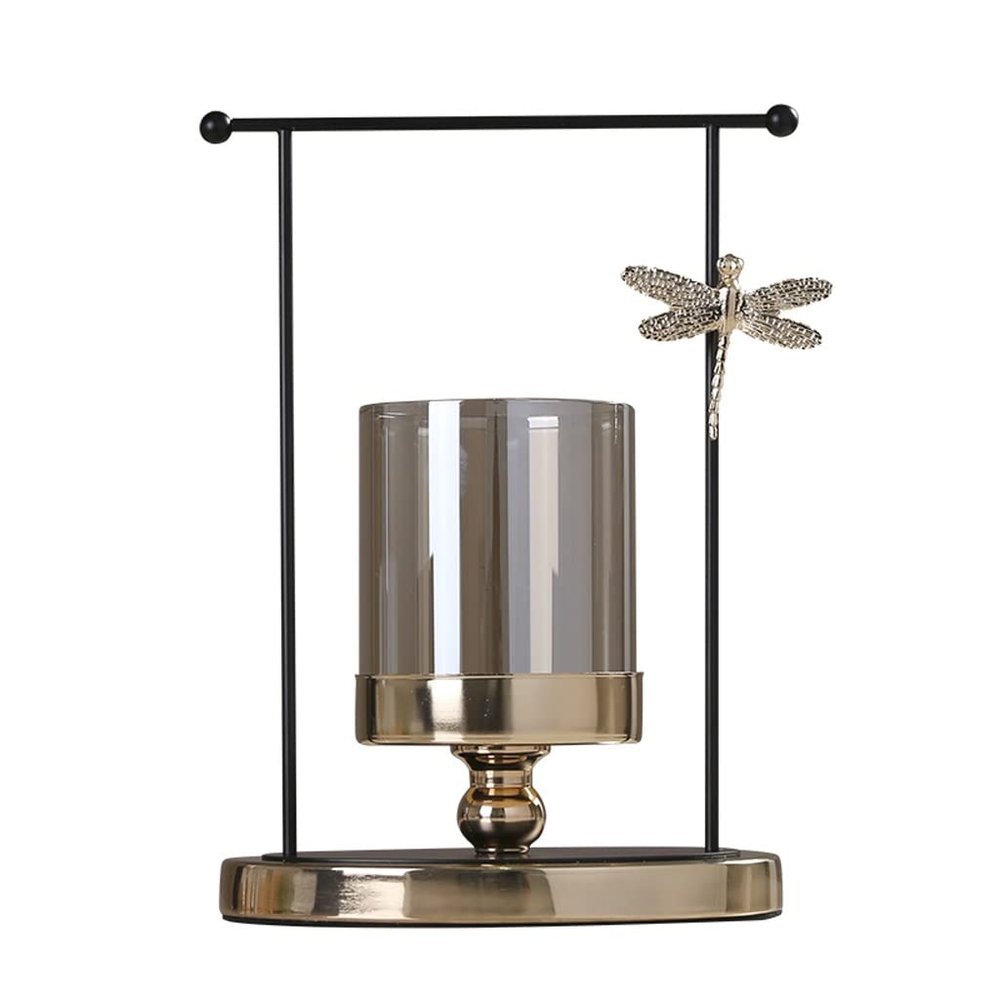 Candlestick Holders Nordic Iron Dragonfly Candle Holder, Simple Modern Glass Decoration Candle Holders Ornaments for Wedding, Living Room, Candlelight Dinner, Party Decorative Candlestick Holder ( Col