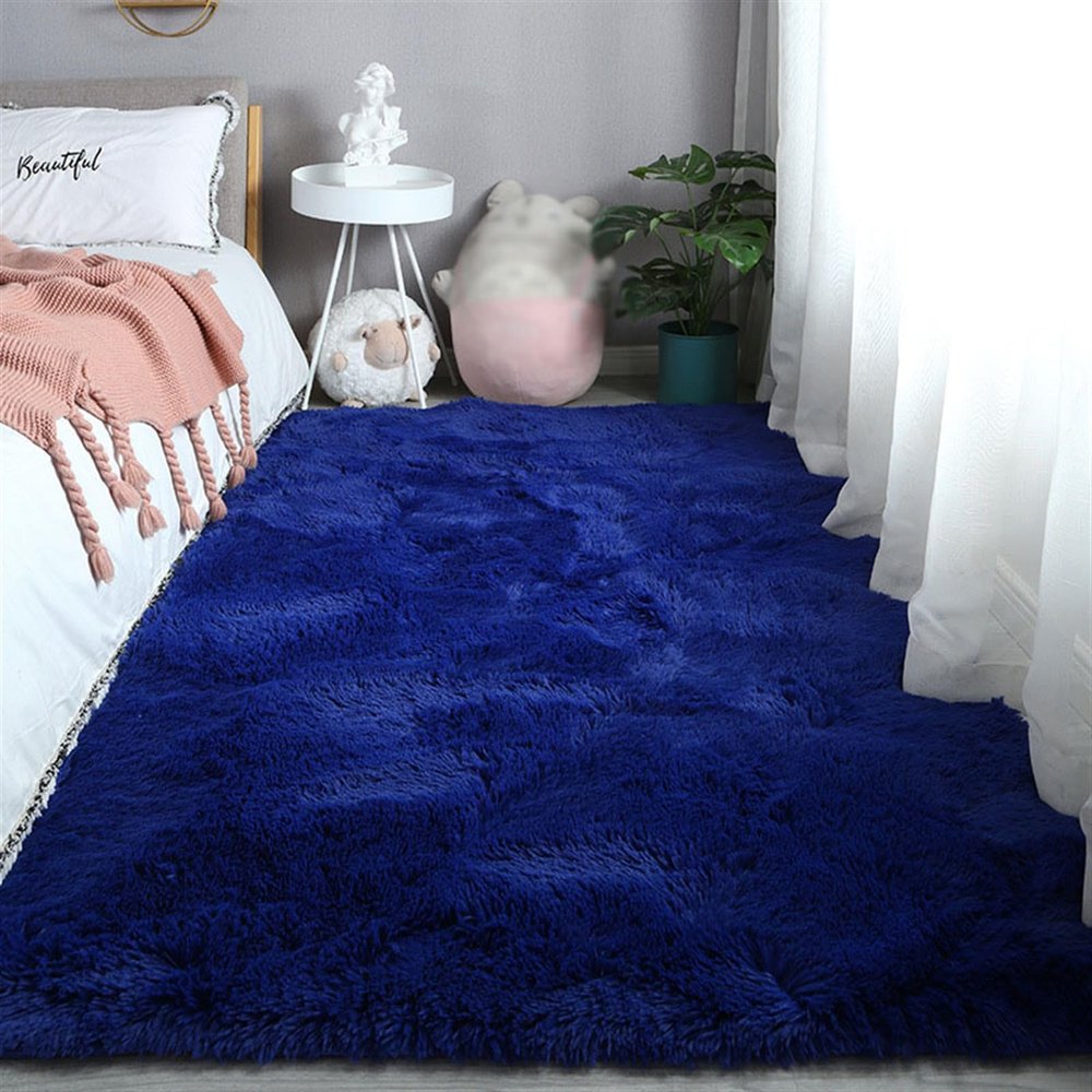 SK Studio Area Rugs Soft Indoor Fluffy Living Room Carpets, Bedroom Rug for Kids, Anti-Skid Durable Rectangular Rug Navy Blue, 79x98 Inch