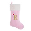 AUAWMLK 20-Inch Letter Embroidered Christmas Stocking Thick and Luxurious Pink Velvet with Super Soft Plush Cuff Personalized Festival Decoration for Xmas and New Year Party(Letter R) view 1