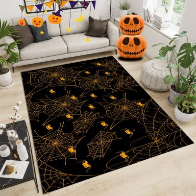 Area Rugs 4x5ft, Horror Halloween Vintage Seamless Spider Web Holiday Kids Rugs, Cartoon Spider Large Bedroom Carpet, Flannel Felt Material for Decor Teen Boys Room Floor Lounge Nursery