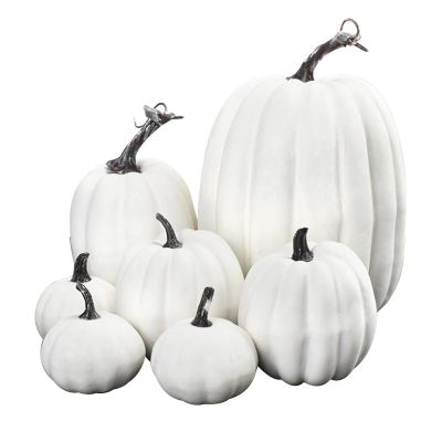 7Pcs Artificial Pumpkins Halloween Decoration Simulation Foam Pumpkins Decorative for Fall Halloween Thanksgiving Decor (White, One Size)