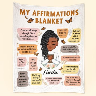Donoran Christian Bible Verse Affirmations Personalized Blanket, Mental Health Gifts for Girls Women, Inspirational Gifts, Positive Thinking Daily Affirmation Mental Health Counselor Gifts Blanket